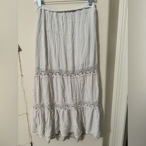 Mossimo Supply Co. Maxi White Skirt with Lace Openings In Skirt | Size S/P